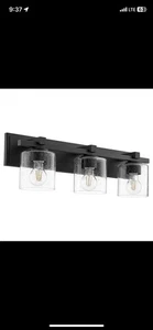 3 Light Cylinder Bath Vanity in style - 24 inches wide by 7.5 inches Black - Picture 1 of 5