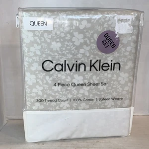 Calvin Klein 4-teiliges Queen Bettwäsche Set 300 Fadenzahl 100% Baumwollsatin Webart - Bild 1 von 16
