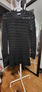 Helmut Lang Black Open Knit Mohair SIlk Blend Tunic Sweater/Dress S - Picture 1 of 4