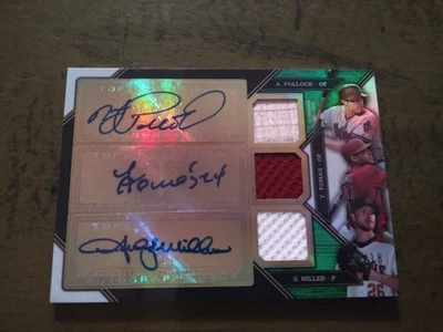 2016 TOPPS 三螺纹亲笔签名/RELIC 组合卡;SHELBY MILLER,POLLOCK SP# 17/18 — 第 1/3 张图片