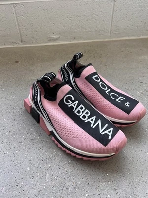 Designer Dolce & Gabbana Pink Sorrento Sneakers 38 slip-On (7)Pink Black White - Image 1 of 4