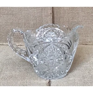 Vintage Imperial Pressed Glass Hobstar And Arches Clear Creamer Fairycore AS IS - Picture 1 of 9