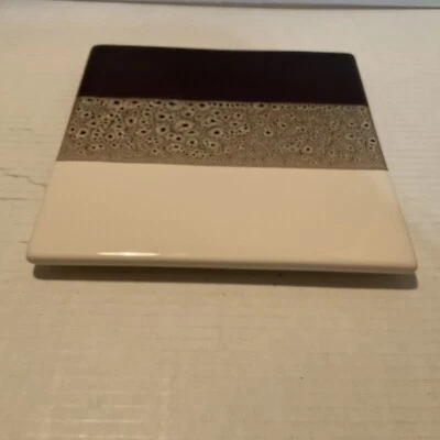 Pier 1 Imports Gres Pintado a Mano Tricolor 8.5 Pulgadas Cuadrado 5 Pies Trivet Foto 1 de 4