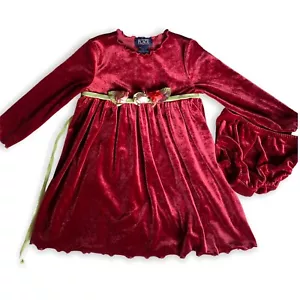 Childrens Place Toddler Girls Red Velvet Dress Set Holiday Roses Vintage Size 3T - Picture 1 of 12