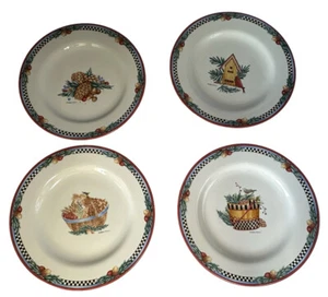 Debbie Mumm Pine Cone Salad Plates Sakura Woodland Christmas 1998 Vintage - Picture 1 of 24