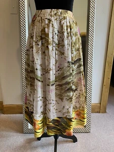 Duro Olowu Floral Pink/Brown/Yellow Silk Pleated Midi Skirt Size 36 - Picture 1 of 8