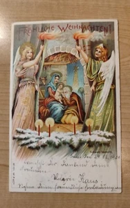 1901 FROHLICHE WEIHNACHTEN vecchia cartolina - Foto 1 di 2