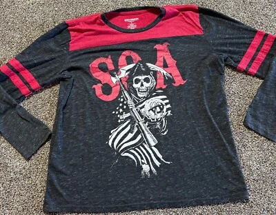 Sons Of Anarchy Mens Shirt Size XL Red Black Long Sleeve Cotton Blend SOA - Image 1 of 4