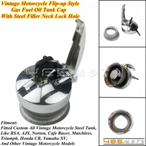 Flip-Up Gas Oil Fuel Petrol Tank Cap Cover Lock w/ Filler Neck For Honda - Bild 1 von 12
