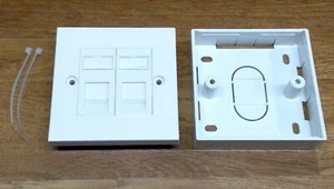 10x Kauden CAT6 RJ45 Modules in Double Faceplate 2 port Network Socket+back box - Picture 1 of 2