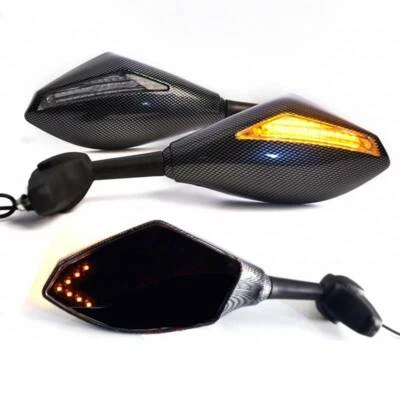 Carbon Motorcycle LED Turn Signal Mirrors for Yamaha YZF R6 R1 FZ6 FZ1 FZR 1000 Foto 1 de 4