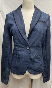 Giacca blazer jeans denim blu marca Lucky nuova con etichetta $149 taglia media - Foto 1 di 3