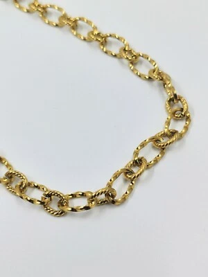 Collar de eslabones de cadena ovalados enchapados en oro de titanio de 18 pulgadas extensor de 2 pulgadas Foto 1 de 3