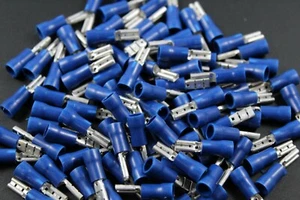 14-16 GAUGE 100 PK VINYL BLUE QUICK DISCONNECT FEMALE .110 TERMINAL CONNECTOR - Picture 1 of 3