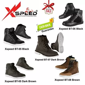 Men Motorcycle Leather Boot Sneakers Casual Boots Motorbike UK Size Shoes CE - Picture 1 of 32