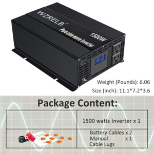36V Inverter Power Pure Sine Wave 1500W 110V 220V Car Truck Motor Camp Solar LCD - Picture 1 of 8