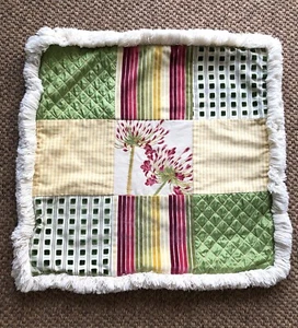 Custom Scalamandre Pillow Cover Pitti Velvet Greens Pinks Fringe Trim - Picture 1 of 9