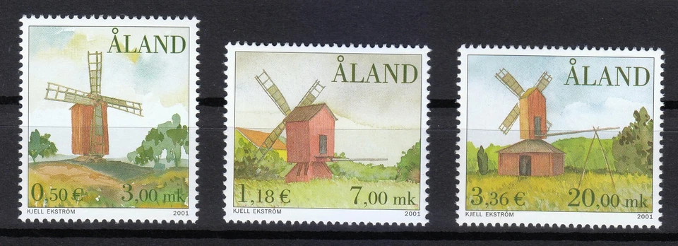 Aland Islands 2001 MNH Mi 192-194 Sc 188-190 Windmills ** - Image 1 of 1