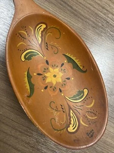 Vintage Hand Painted Folk Art Norwegian Rosemaling 15" Wood Spoon Signed - Picture 1 of 9