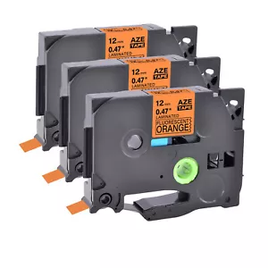 3PK Compatible con Brother TZ-B31 Negro sobre Cinta de Etiqueta Naranja Fluorescente 12MM - Imagen 1 de 17