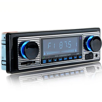 1 Din Car Stereo FM Retro Radio Player In-Dash Bluetooth MP3 USB AUX SD W/Remote - Image 1 of 4