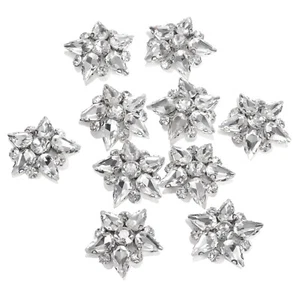 Handmade Star Beaded Patches, 10Pcs Crystal Rhinestone Appliques, White - Picture 1 of 7