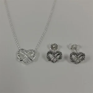 Pandora Funkelnde Infinity Herz Collier Ohrstecker Halskette Set - 50 cm - Bild 1 von 4