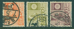 JAPAN 1929 Mt. FUJI & DEER - old Die (19mm) - Scott # 172a,174a,176a  used VF - Picture 1 of 2