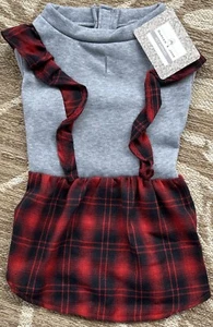 Barker & Jane Pet Apparel Dog Size Medium Gray Red Black Dress Skirt Outfit - Picture 1 of 5