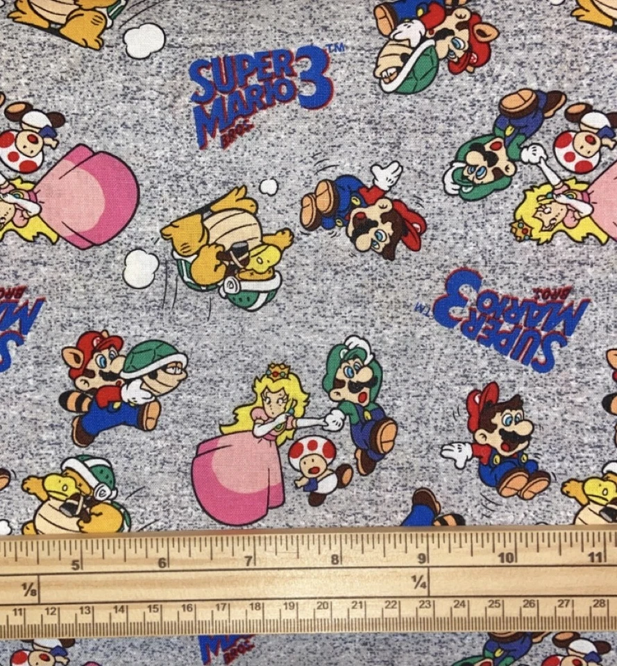 Fat Quarter Super Mario Bros 3 Go Mario And Friends 100% Cotton Quilting Fabric - Image 1 of 1