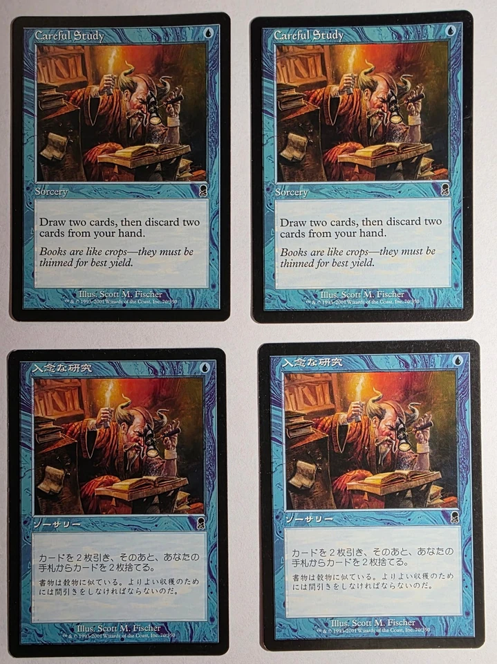 4X MTG Careful Study Odyssey 2x English and 2x Japanese - Image 1 of 1