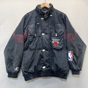 Chaqueta deportiva vintage de los 90 con logotipo de los Chicago Bulls para hombre mediana NBA cremallera completa negra - Imagen 1 de 11