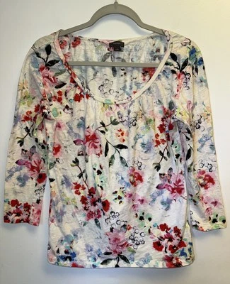 Camiseta Aritzia Talula Top Grande Floral Blanca Abstracta Brillante Algodón Manga Larga Foto 1 de 4