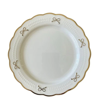 Juego de 4 platos de cena Yedi GOLD BOW 10 pulgadas de cerámica vacaciones glamour blanco nuevo Foto 1 de 4