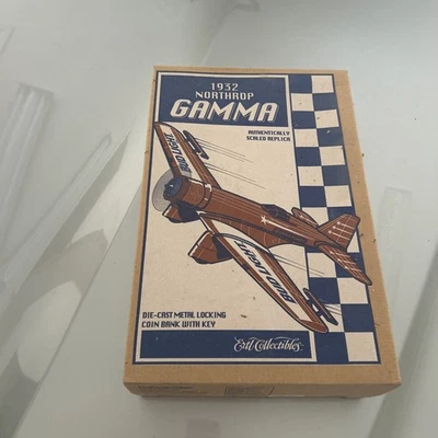 1932 NORTHROP GAMMA BUD LIGHT AIRPLANE ERTL DIECAST REPLICA NIB 12”W COIN BANK - Image 1 of 4