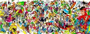 SUPERBOY & The LEGION Of SUPERHEROES PRINT 15" x 40" Keith Giffen art - Picture 1 of 1