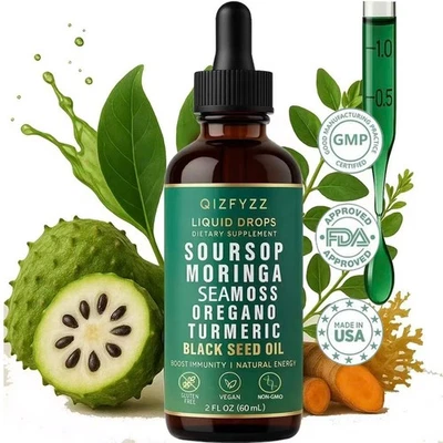 Gotas líquidas de guanábana amargos 10 en 1, extractos de hierbas para la salud general vegano Foto 1 de 4