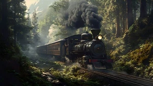 Vintage Steam Train Forest Landscape Home Decor Wall Art Posters Prints Painting - Picture 1 of 10
