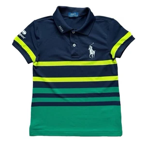 Polo Ralph Lauren Juvenil Pequeño US Open 2023 Rayas Polo Azul Marino Verde Neón - Imagen 1 de 9