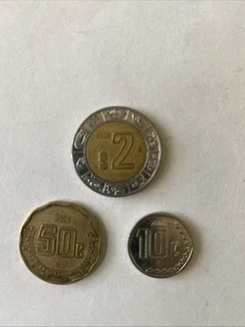 2006 Mexico Coins-2 Pesos, 50 and 10 Centavos-Circulated - Picture 1 of 6