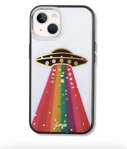 Apple iPhone 14 Plus Case “Give Me Space” Rainbow UFO - Picture 1 of 5