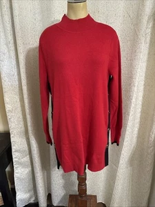 Chico's Women's Red Tunic Sweater w/ Tipping, NWT, Size 1/ (8-10)/ M - Picture 1 of 4