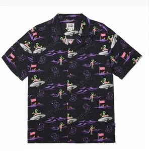 Party Pants Camp Shirt Mens Size L Flying Saucer Space Alien Cabana Shirt New - Picture 1 of 9