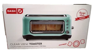 Retro Dash Clear View Aqua Toaster w/Extra Wide Slot, Black & SS Accent - Picture 1 of 8