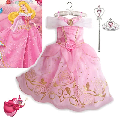 ELEBABY Sleeping Beauty Aurora Costume Kids Girls Christmas Princess Fancy Dress up Pink