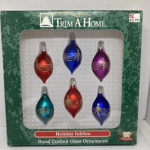 Vtg Trim A Home Holiday Jubilee Ornaments (6) Hand Crafted Glass Ornaments - Picture 1 of 5