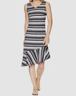 $145 Fig Women's Black Ima Striped V-Neck Sleeveless Asymmetrical Dress Size M