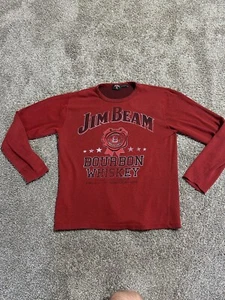 Jim Bean Shirt Men’s Large Red Big Logo No Tag* Long Sleeve 8172 - Picture 1 of 5