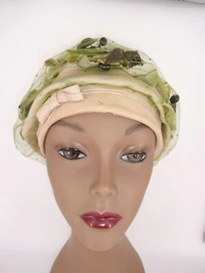 Vintage Brown Womens Hat Black Berries Fruit Greenery Robin New York 21-1/2" - Picture 1 of 7