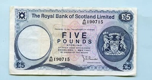 ROYAL BANK OF SCOTLAND SCOTTISH £5 BANKNOTE DATED 1st MAY 1980 - Picture 1 of 2